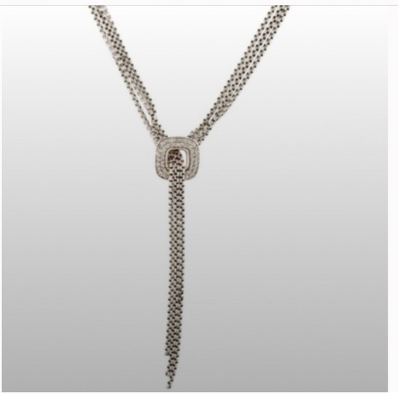 *David Yurman* .52ctw *Diamond* Waterfall Sterling Lariat Necklace (READ)